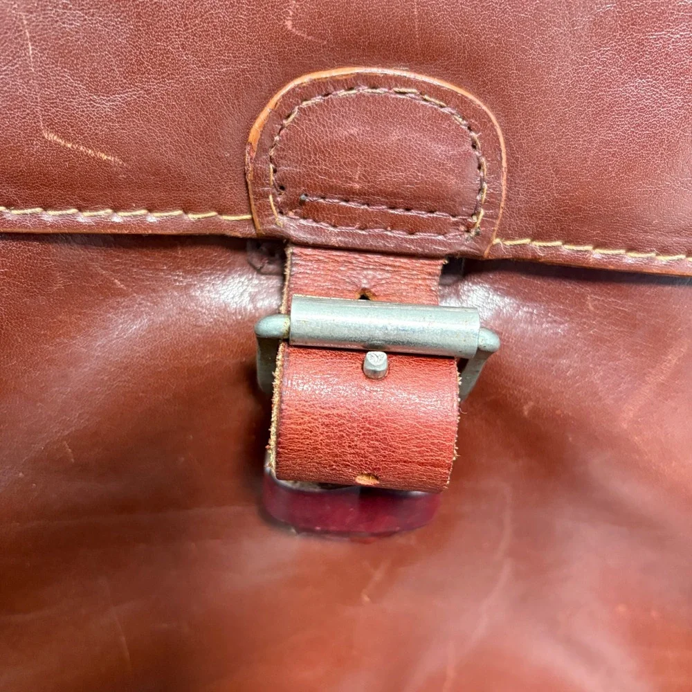 Mens‎ Leather Briefcase Large Brown Made in Italy Vintage Satchel Attache Career